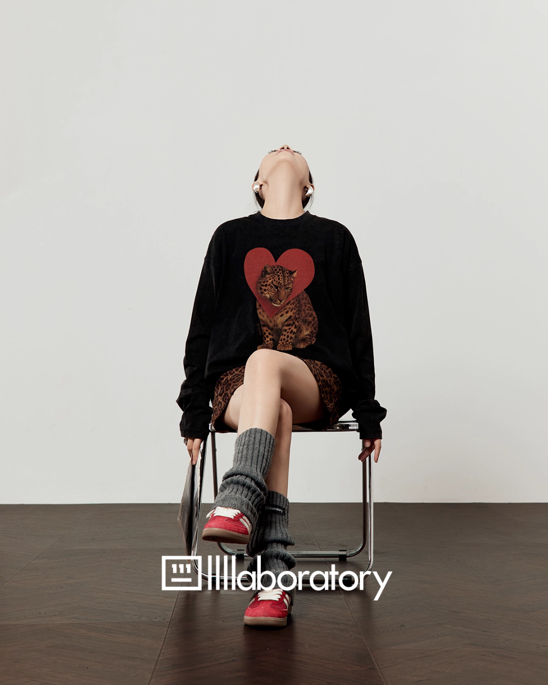 Heart Leopard Long Sleeve T-Shirt / Leopard Skirt LLA0535