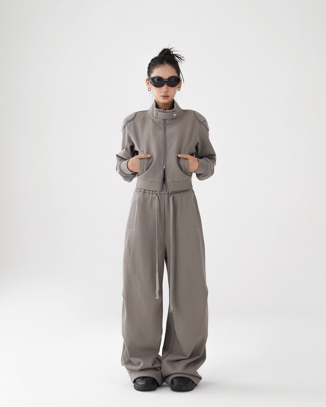 Stand Collar Zip Jacket / Casual Wide Pants ACS0227