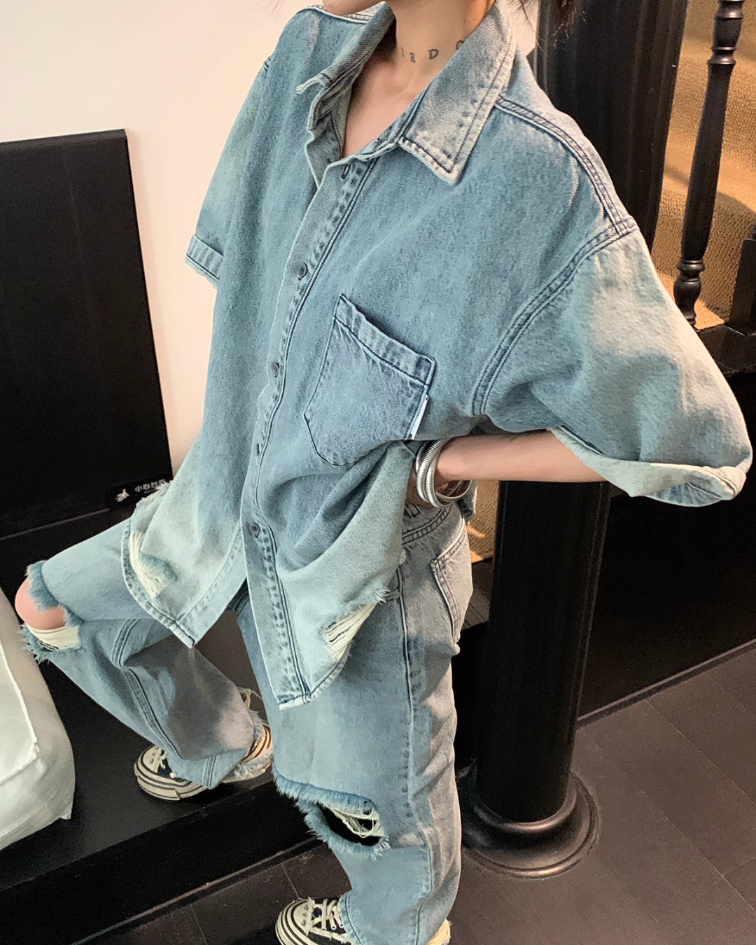 Casual Wash Denim Shirt / Denim Pants ACS0136