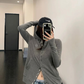 Snap Button Hooded Cardigan YLS1039