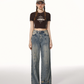 American Layered Style Cropped T-Shirt IMO0066