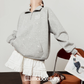 Half-Zip Sweat Top/Lace Mini Skirt LLA0565
