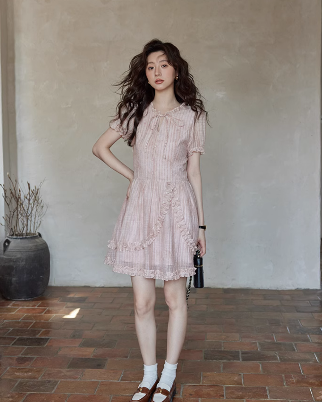 Pastel Pink Frill Dress SMS0010