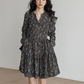 V-Neck Printed Waist Shirt Dress VAS0194
