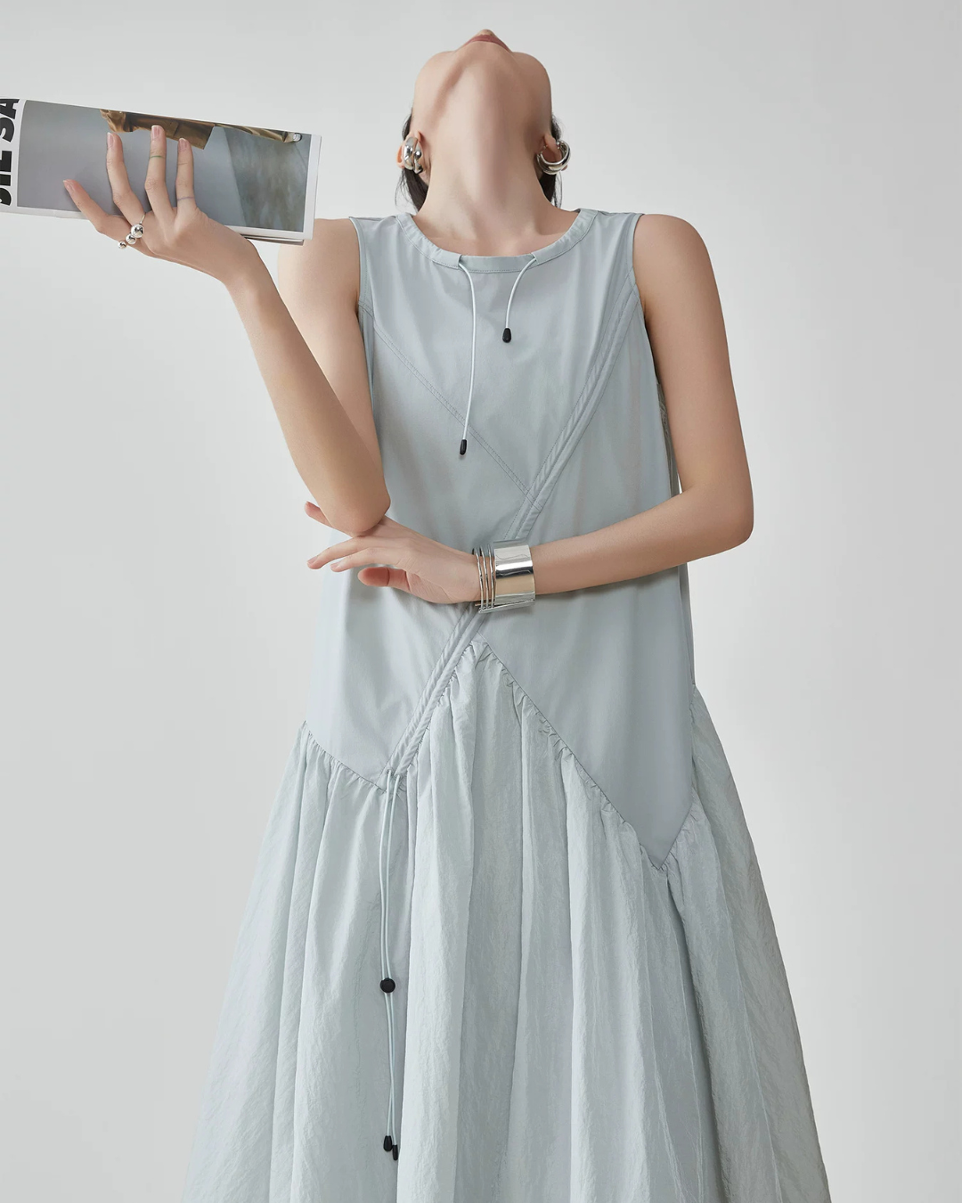 Asymmetric Drape Long Dress FER0279