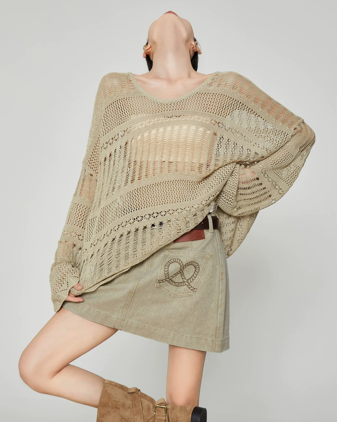 Sheer Oversized Knit Top FER0361