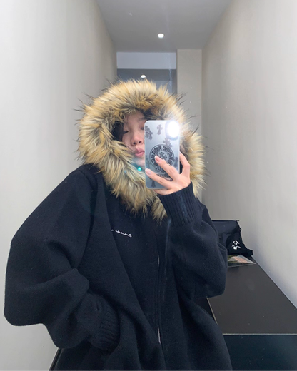 Fur Hood Knit Hoodie YLS0979