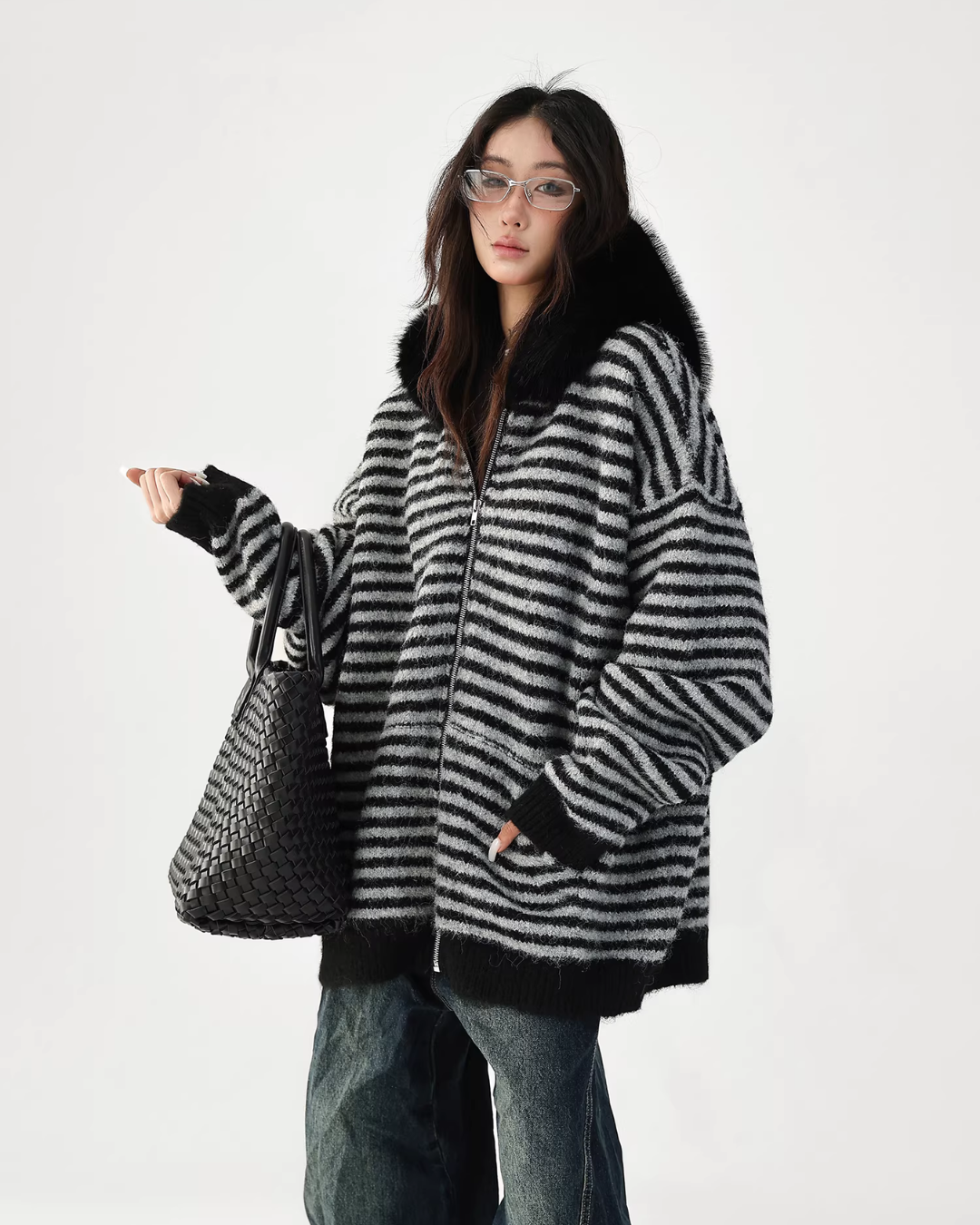 Striped Wool Loose Hoodie ACS0350