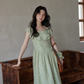 Frill Collar Green Long Dress SMS0012