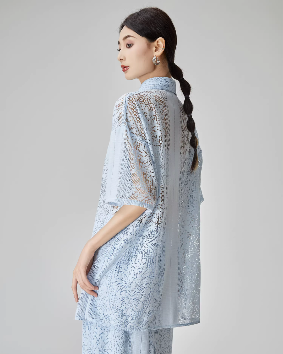 Panel Lace Color Shirt / Ornament Panel Lace Skirt FER0107
