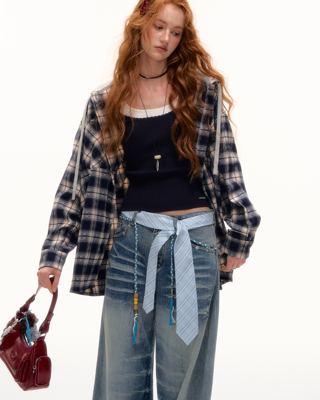 Plaid Hood Loose Shirt ASG0058