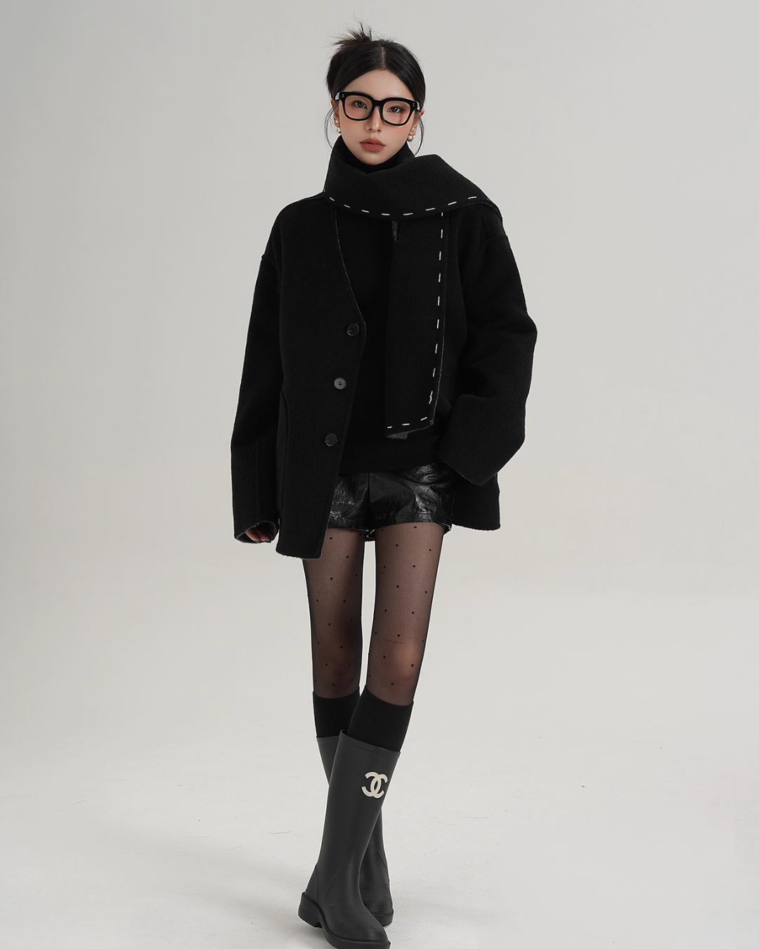 Scarf Mid-Length Wool Coat SRS0383
