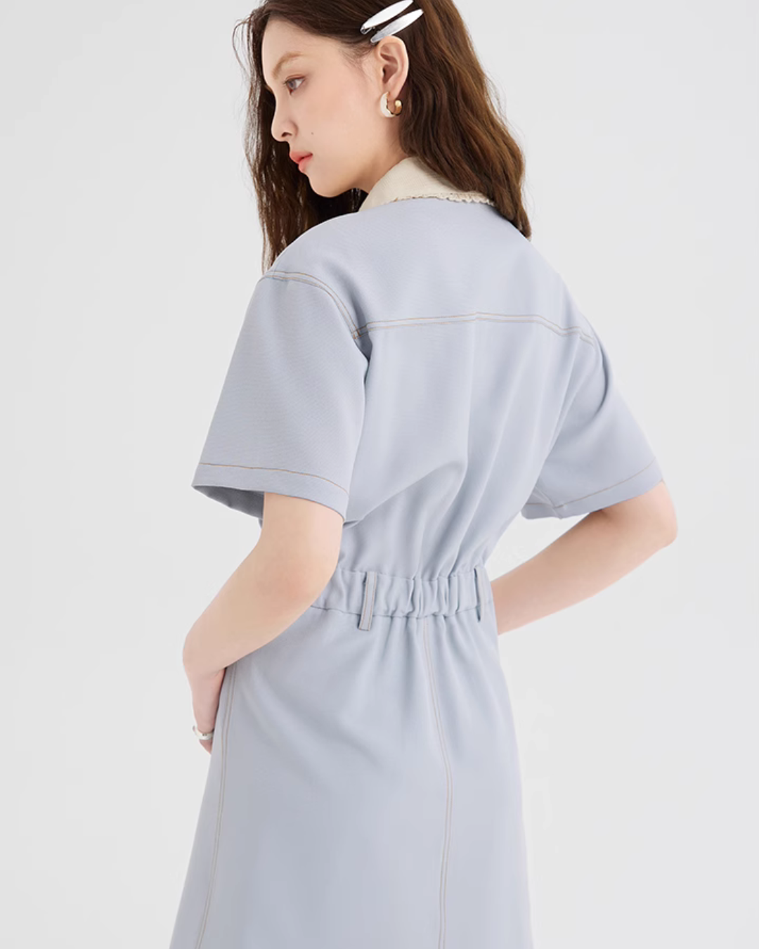 French Collar Denim Dress LSN0006