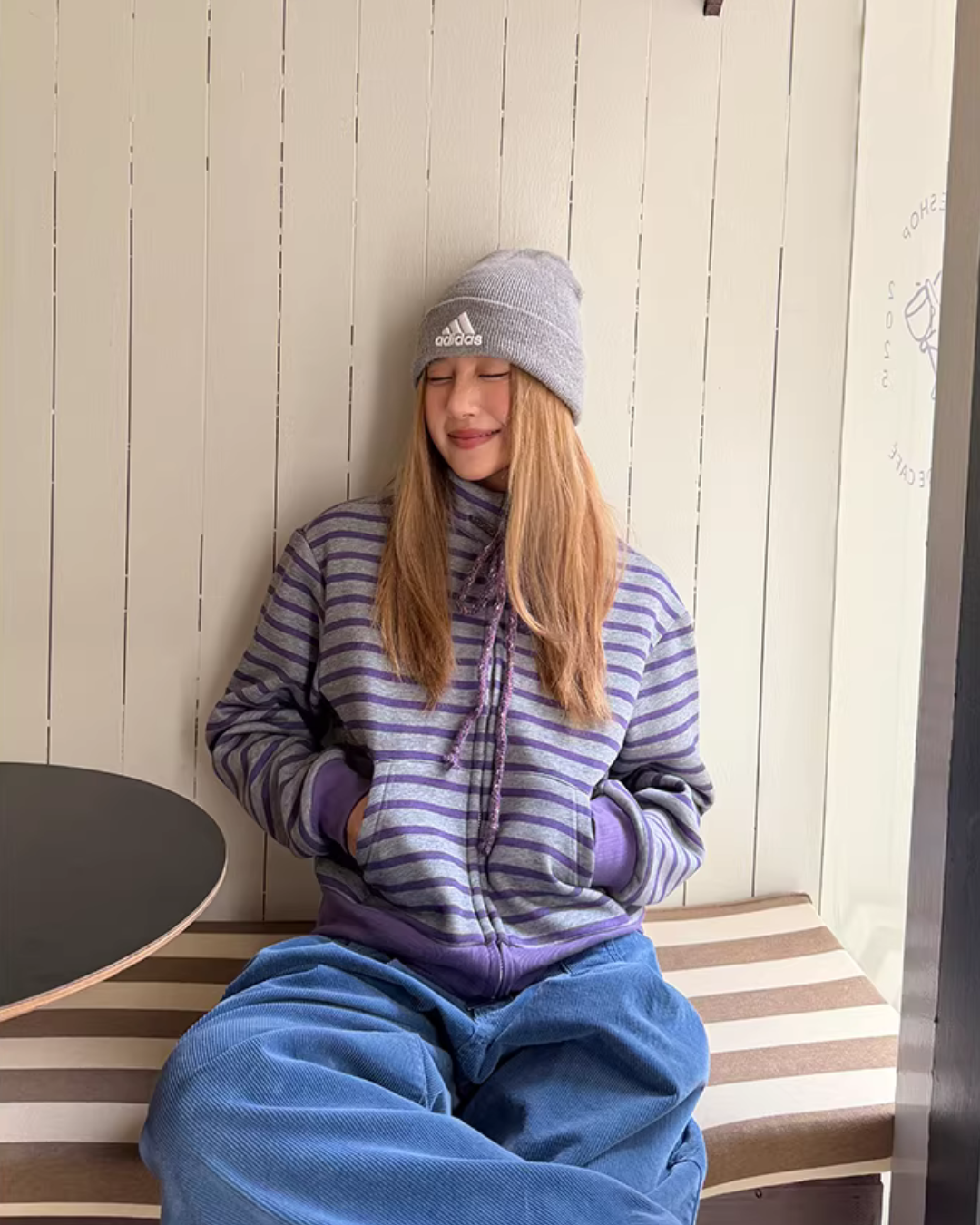 Striped Fleece Stand Collar Hoodie CYE0096