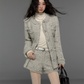 Tweed No-Collar Coat / Shorts / Knee Length Skirt TRK0006