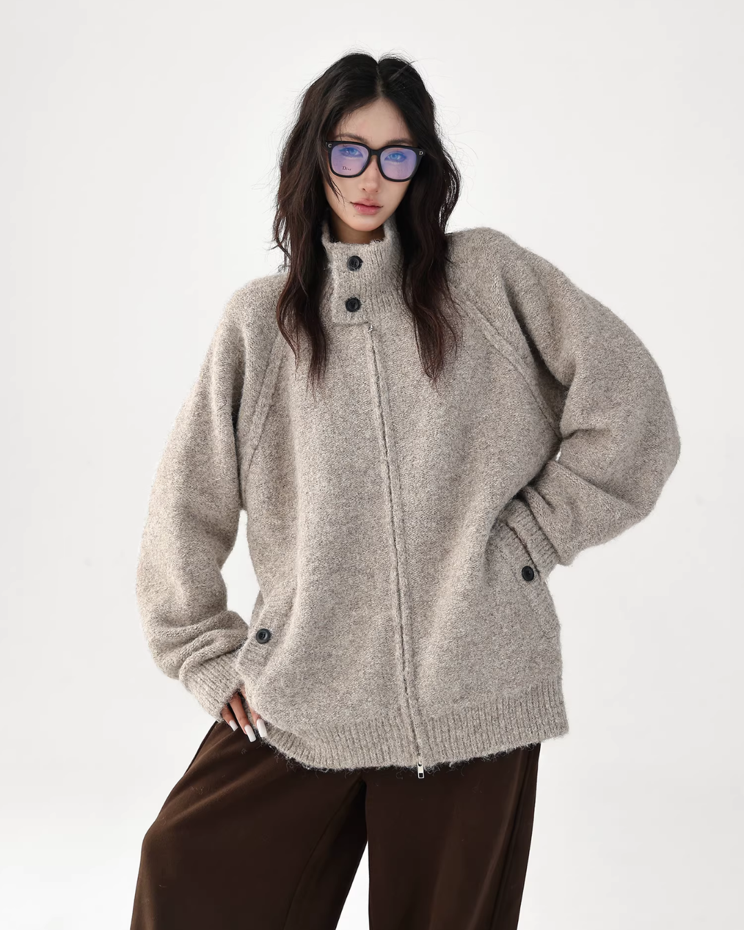 Stand Collar Knit Jacket ACS0352