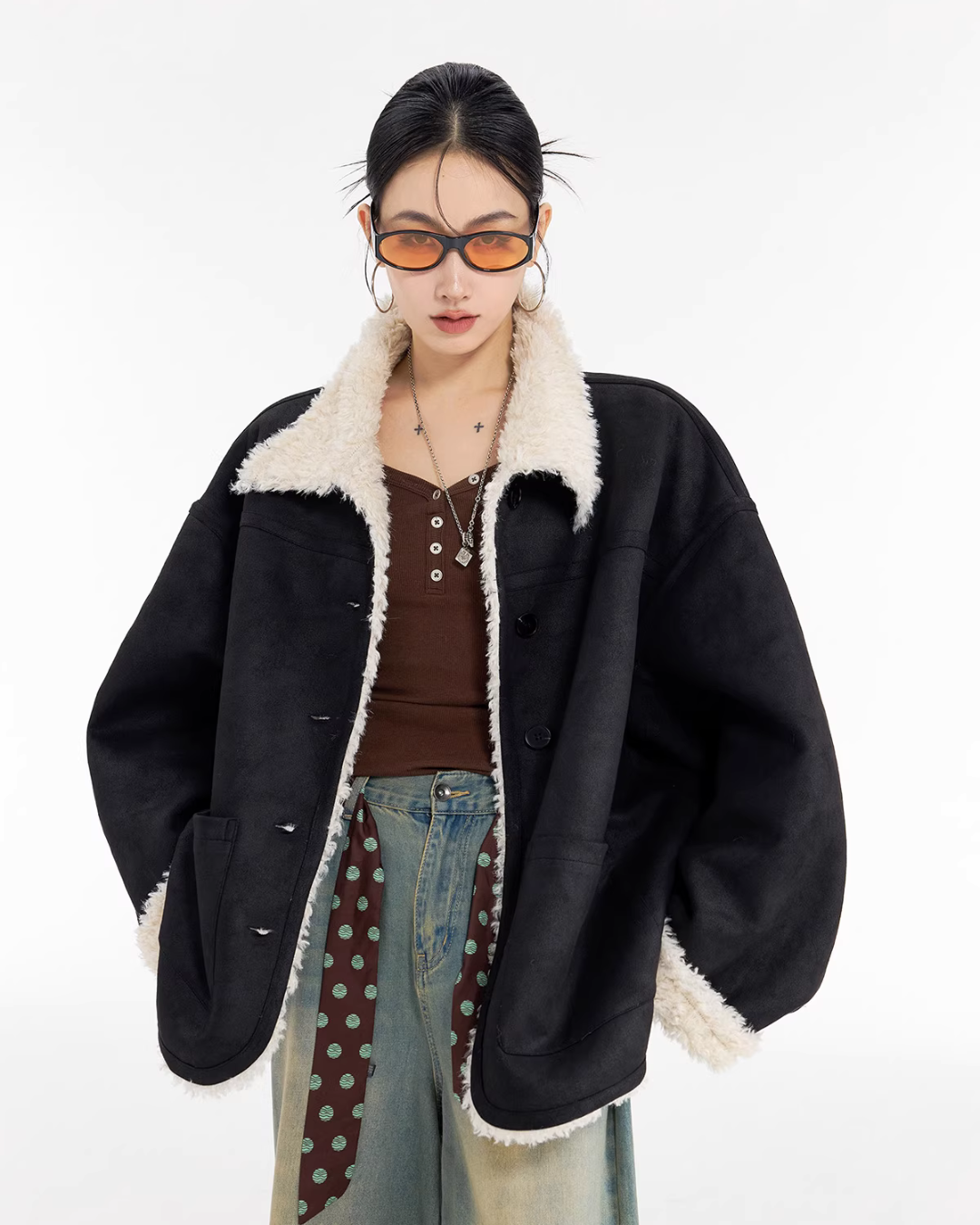 Stand Collar Mouton Coat ICM0106