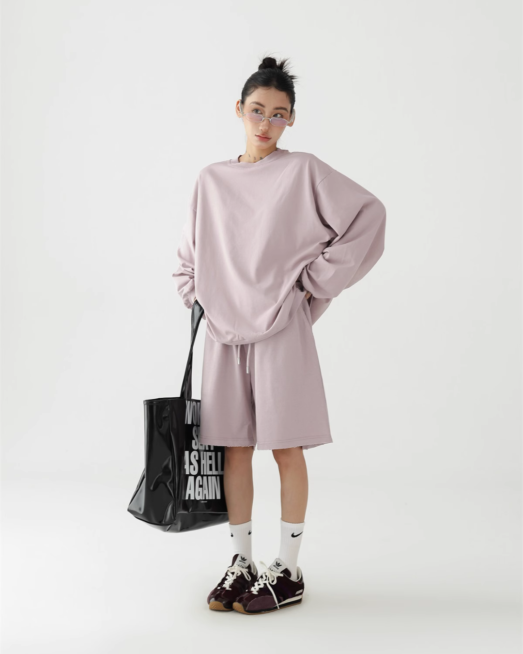Loose Silhouette Long Sleeve Top / Wide Half Pants ACS0249