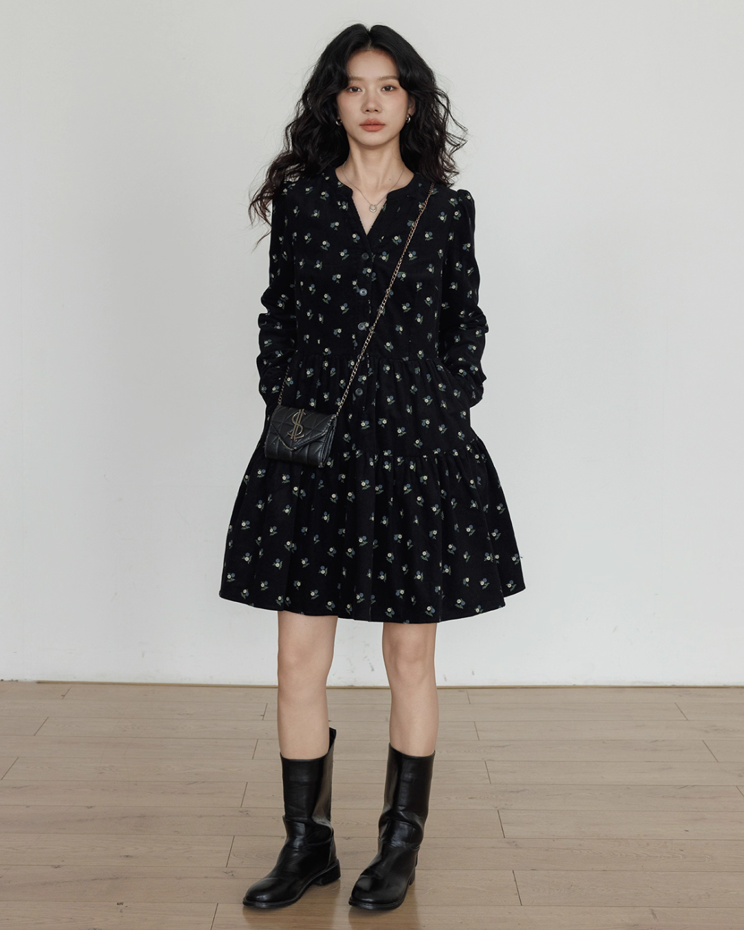 Small Floral Print Flare Dress VAS0163