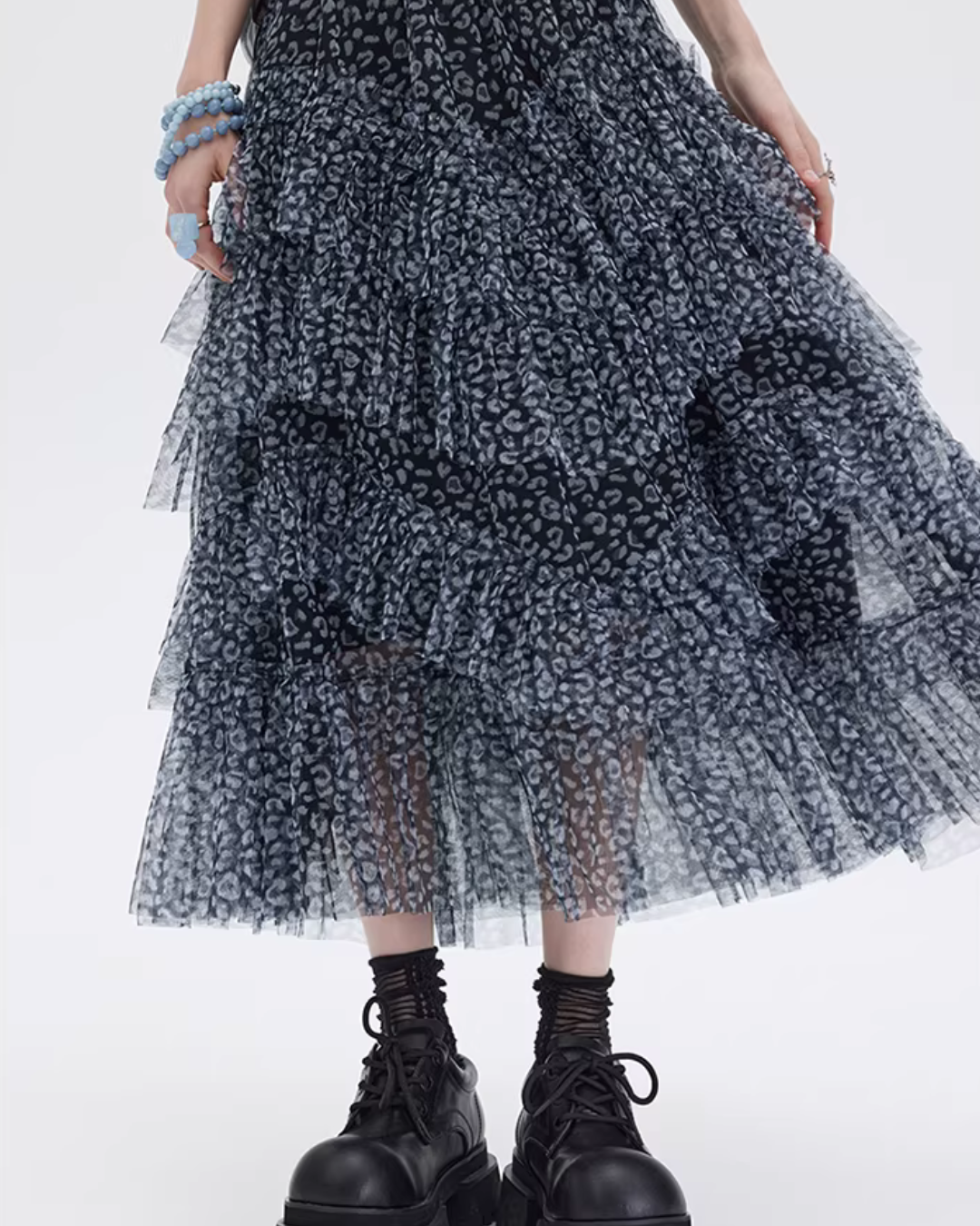 Mesh Cake Long Skirt SHN0036