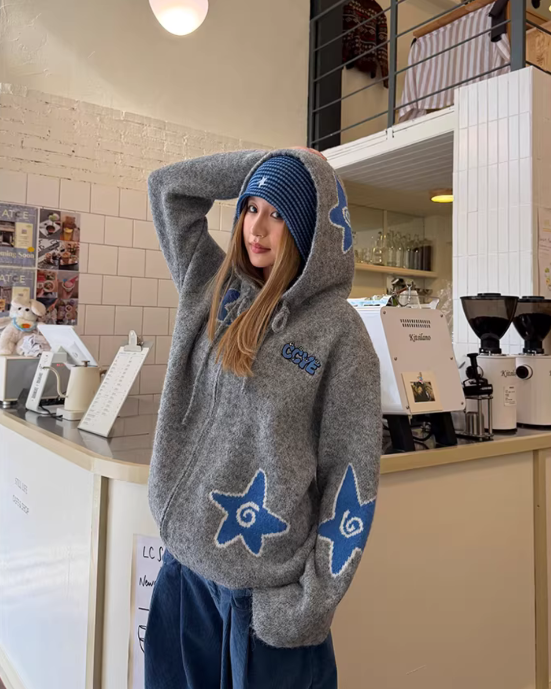 Star Hoodie Knit Jacket CYE0094