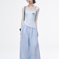 Blue Halter Top / White Tops / Striped Wide Pants WEO0051