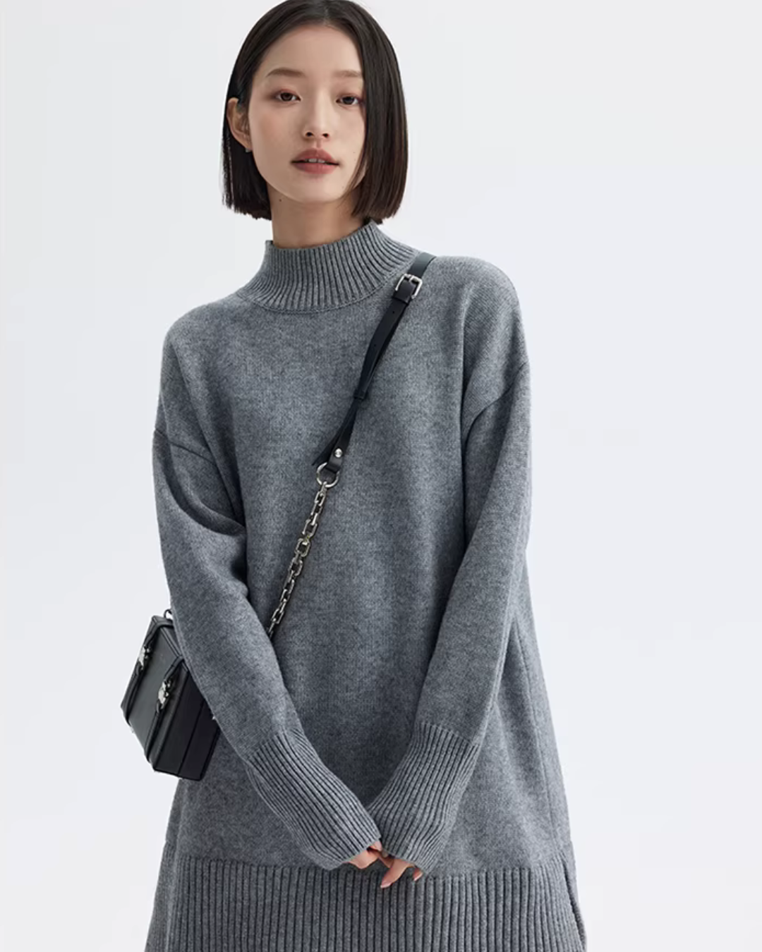 Mock Neck Knit Dress SHN0016