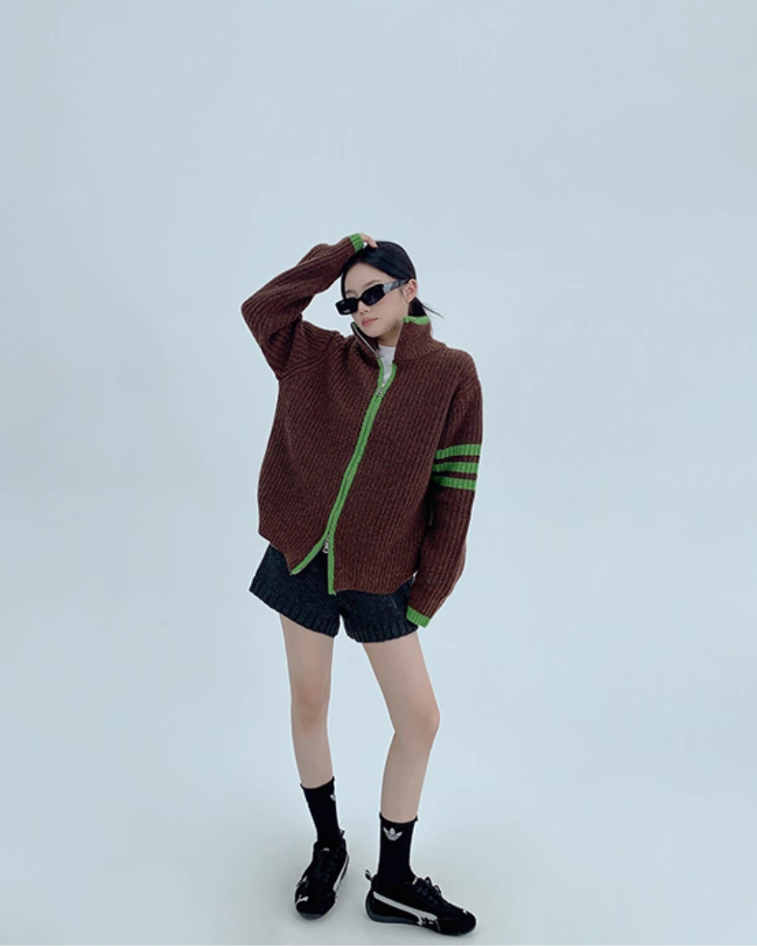 Stand Neck Double Zip Knit YLS0968