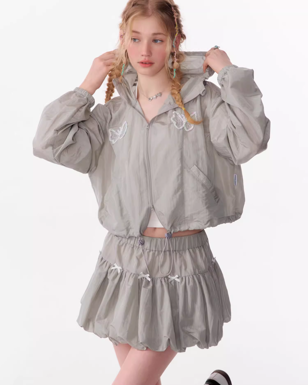 Butterfly Nylon Jacket / Nylon Pants / Pumpkin Mini Skirt ZZF0358