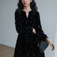French Star Embroidery Velvet Dress VAS0128