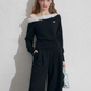 Frill Off-Shoulder Sweat Top / Wide Sweat Pants NEP0001