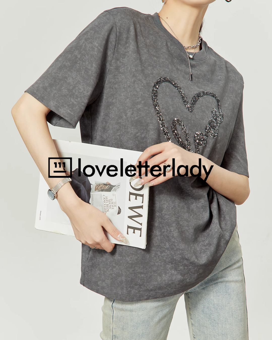 Gray Heart Logo T-shirt LLA0221