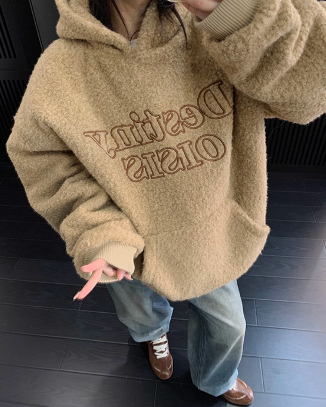 Retro Tweed Pullover Hoodie YLS1013