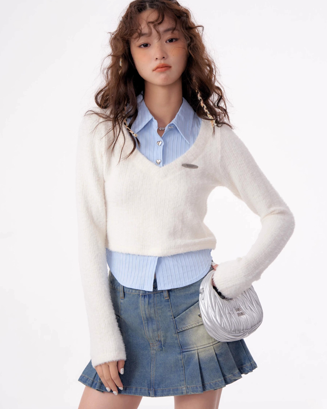 Shirt Layered V-Neck Knit ZZF0289