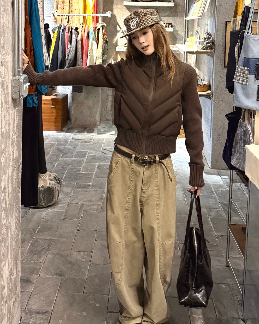 Knit Panel Quilted Knit Jacket WWP0019