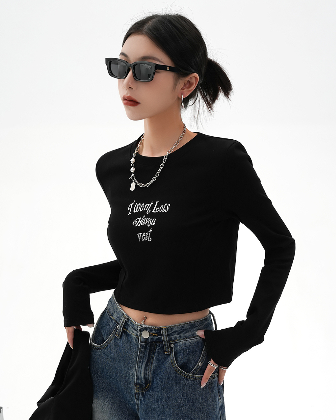 Cropped Logo Long T-Shirt SRS0014