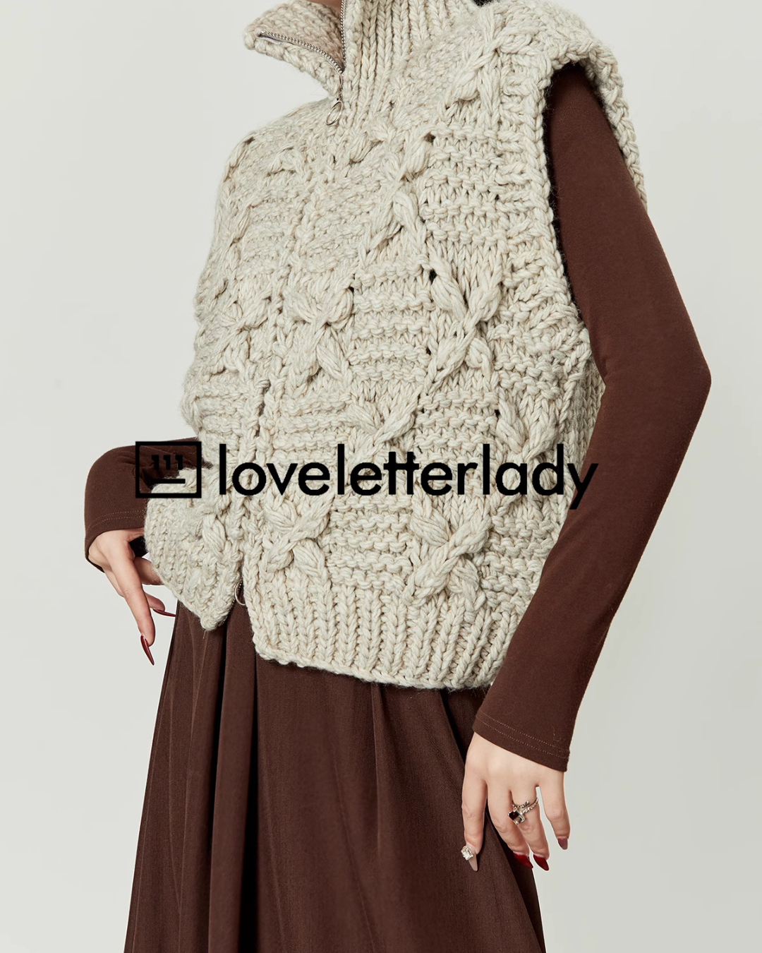High Neck Zip Knit Vest LLA0392