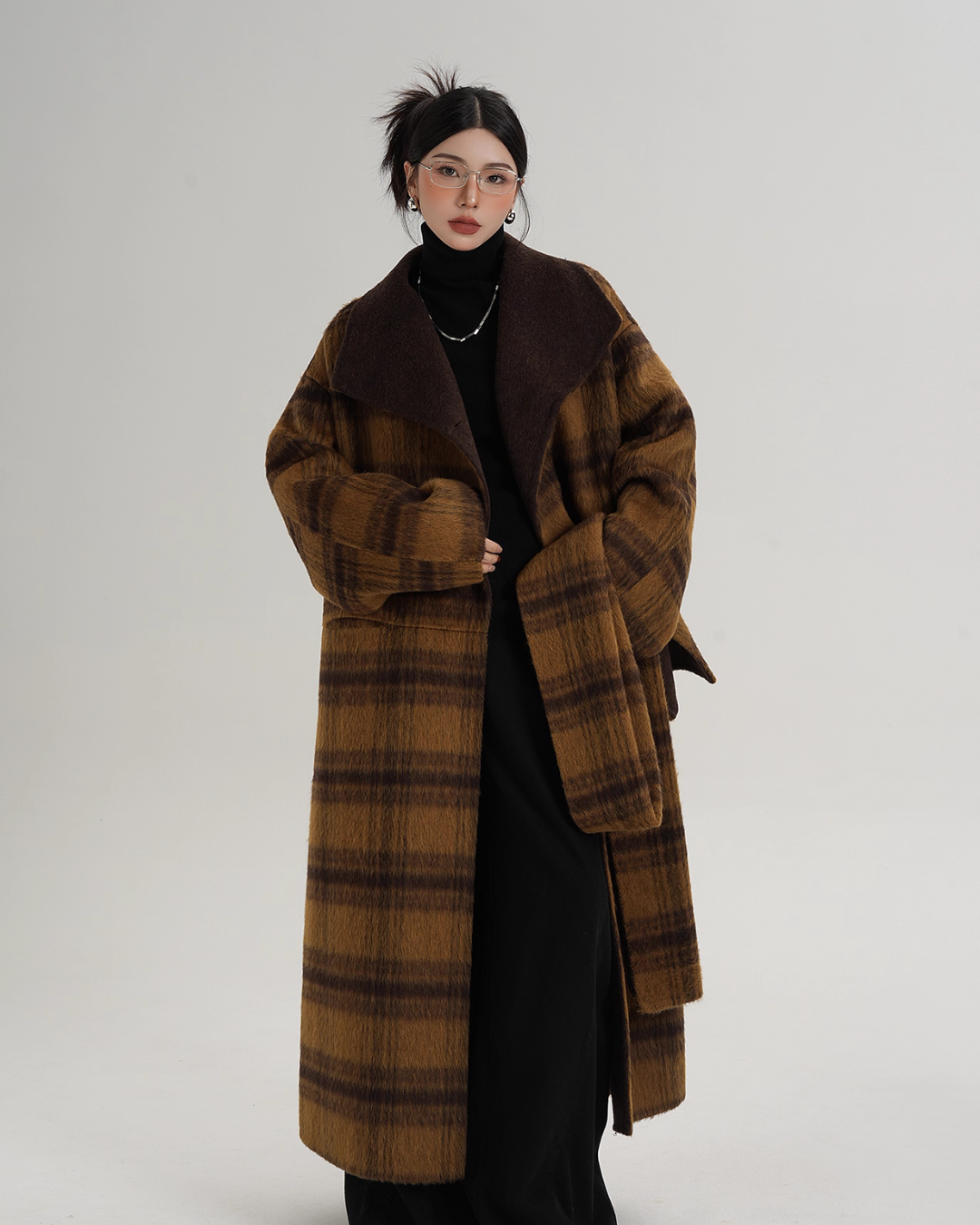 Plaid Long Wool Coat SRS0390