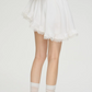 V-Neck Cream Lace Top / Asymmetrical Lace Skirt PUC0014