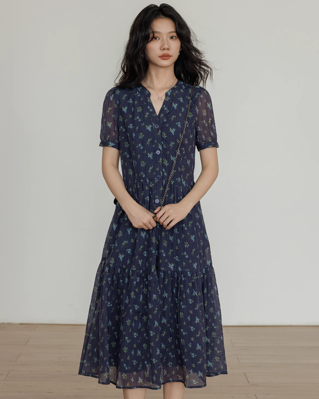 Key Neck Floral Dress VAS0121