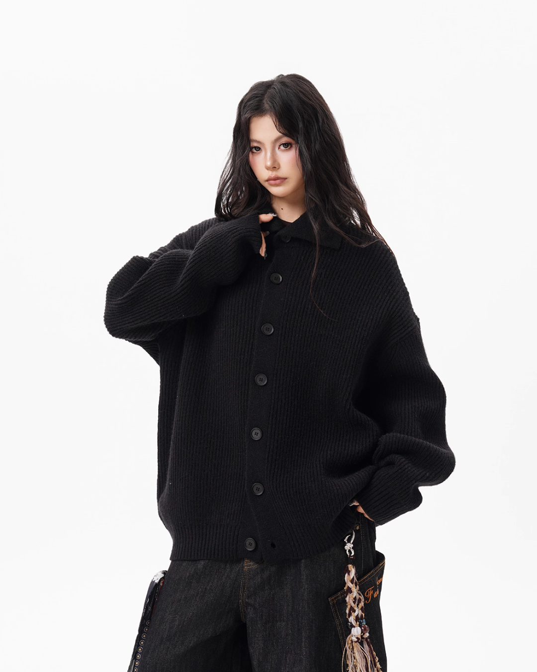 Stand Collar Knit Cardigan BWA0004