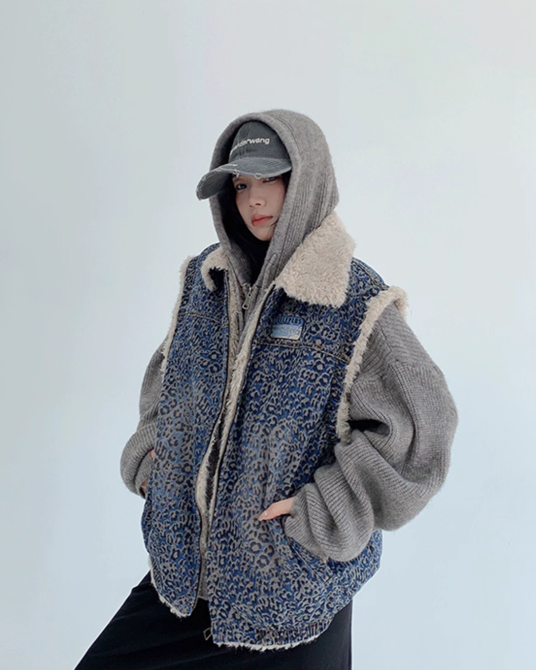 Vintage Denim Sherpa Vest YLS0998