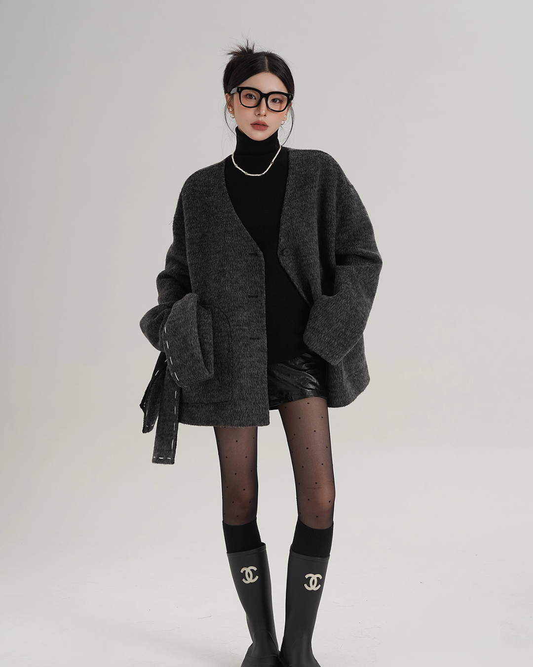 Scarf Mid-Length Wool Coat SRS0383