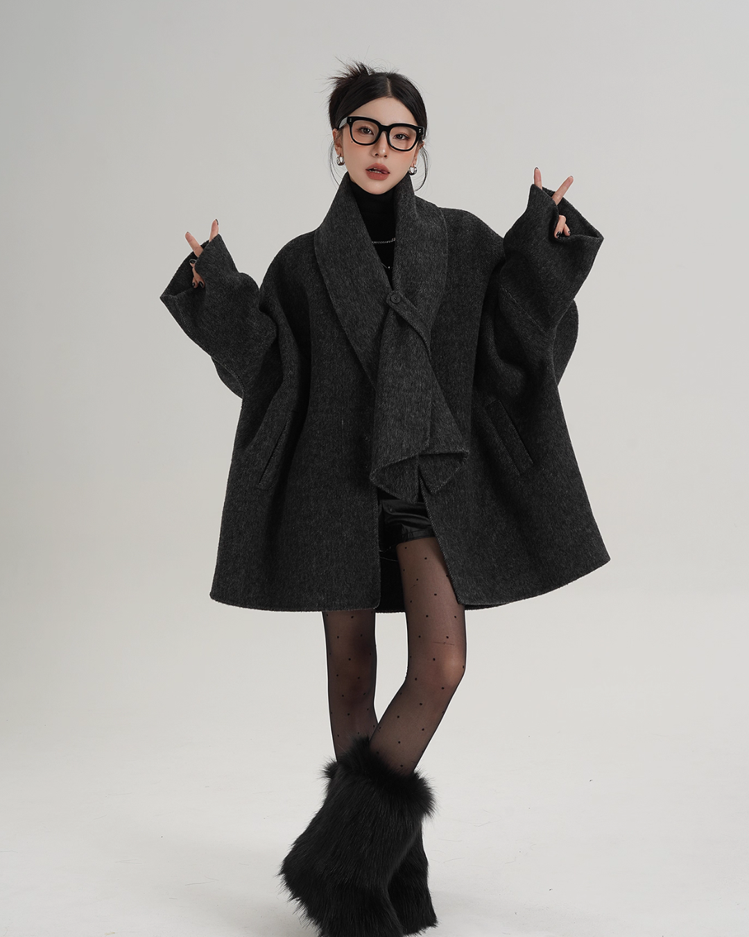 Collarless Wool Coat SRS0367