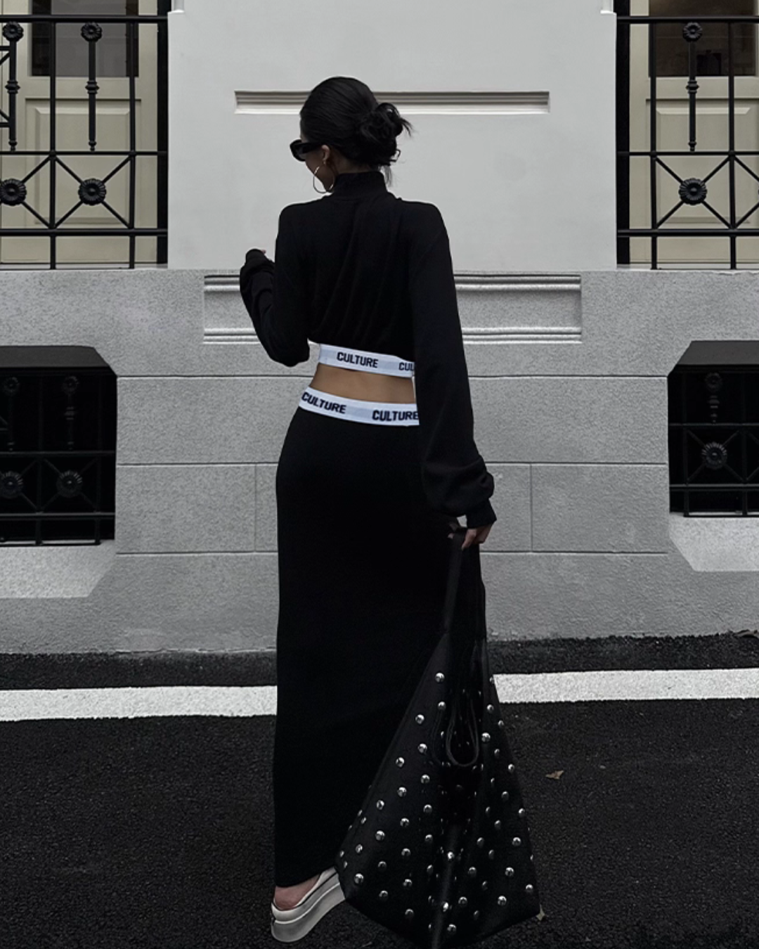 High Neck Long Sleeve Top / Mid Length Skirt ZRS0095