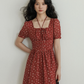 Square Neck Flower Mini Dress VAS0195