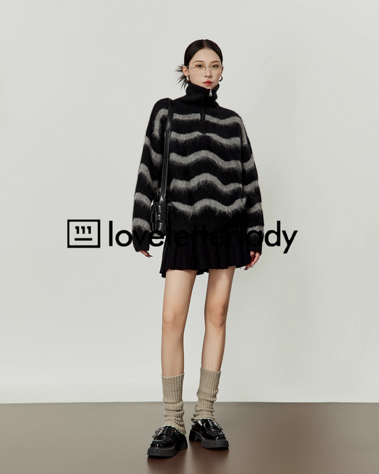 Half Zip Border Top LLA0524