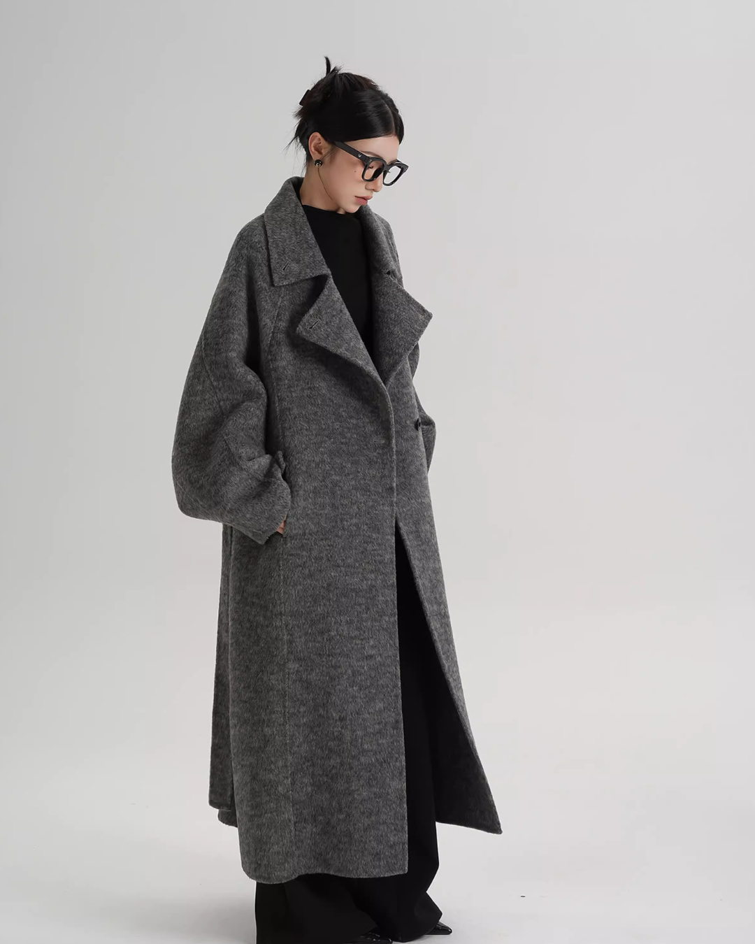 Stand Collar Long Loose Wool Coat SRS0361