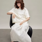 Silk Short-Sleeve Top / Silk Embroidered Half Skirt TEO0009
