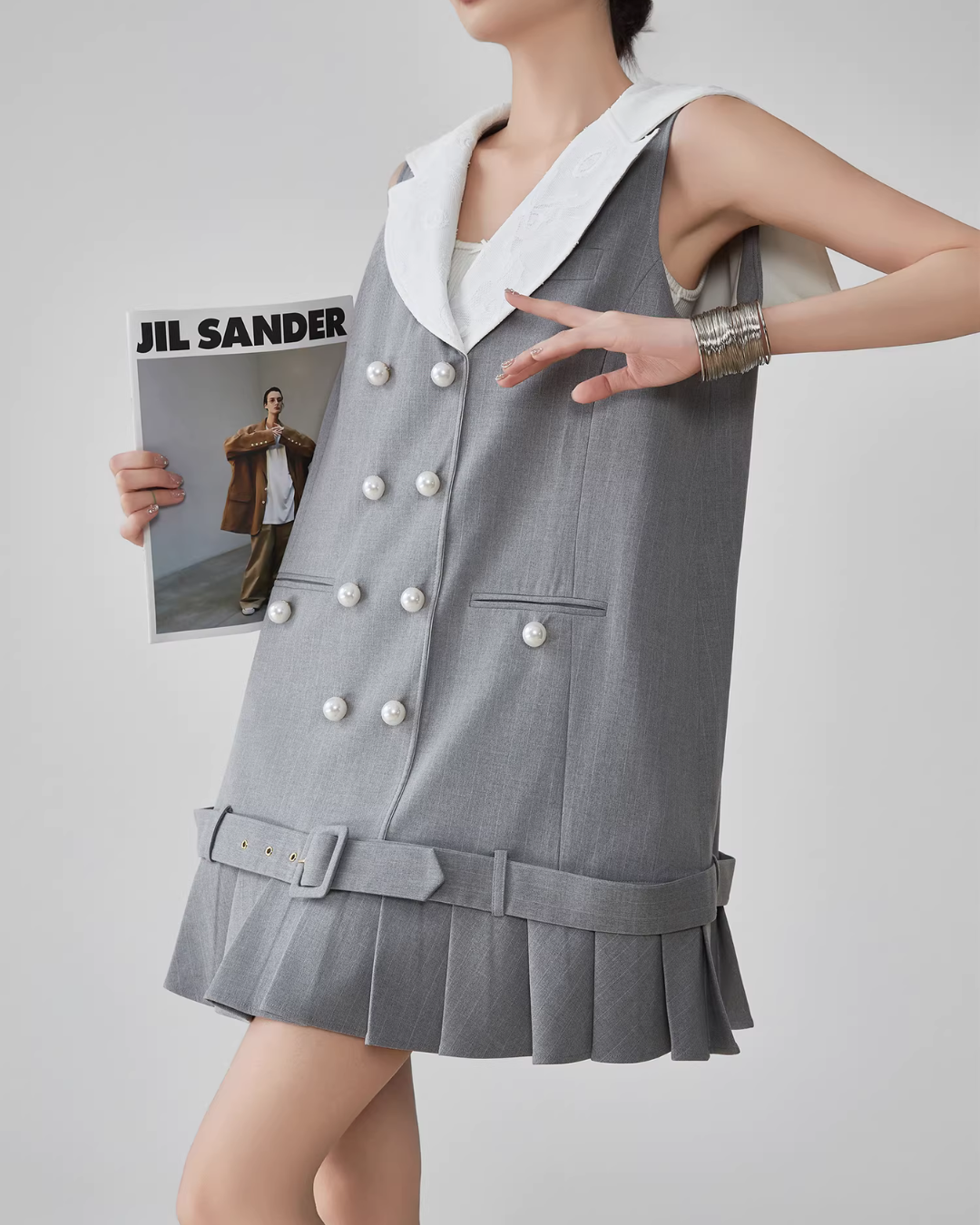 Double-Button Flare Mini Dress FER0093